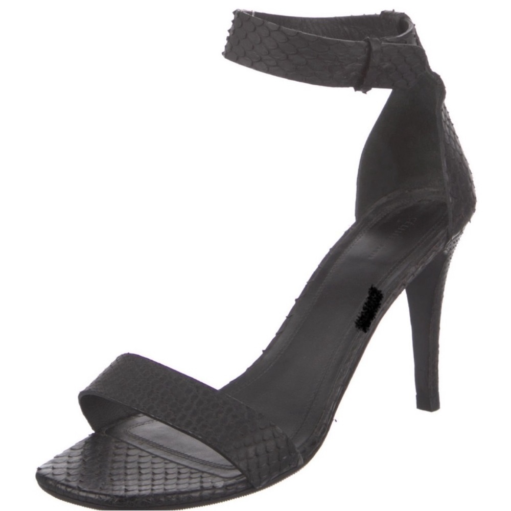 Celine Black Textured Ankle-Strap Stiletto Sandal - Picture 4 of 7
